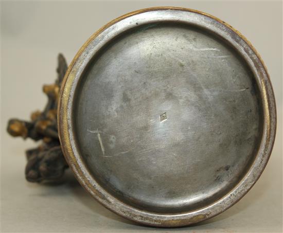 A late 19th century Dutch mixed metal tankard and oval tray, 9in.